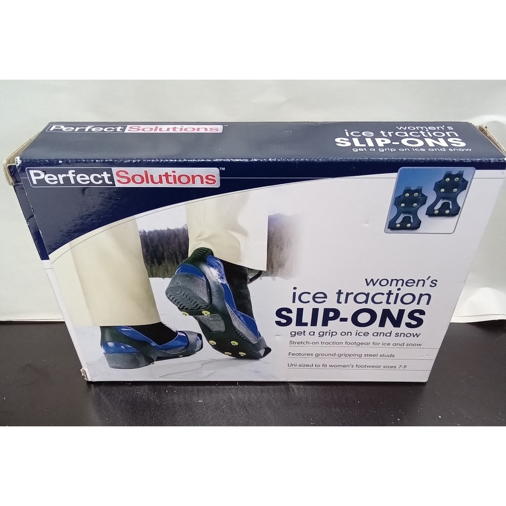Perfect Solutions Womens Ice Traction Slip-Ons Steel Studs‎ Black Size 7-9
